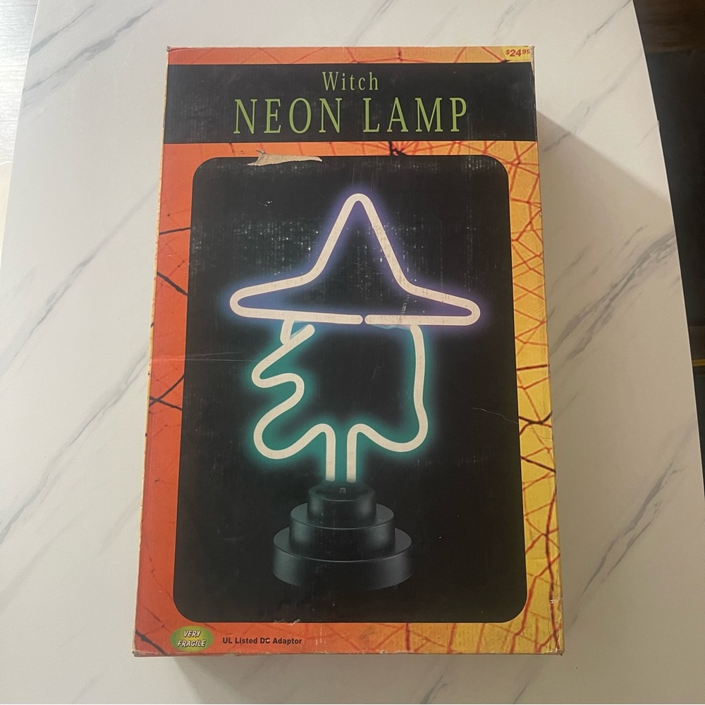 Witch Halloween window display decoration holiday spooky scary neon light lamp